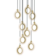AFX Lighting, Inc. HLOP08LAJUDLBRND9 - Halo 9 Light Round Pendant, 120V, 162W, 5 CCT, LB