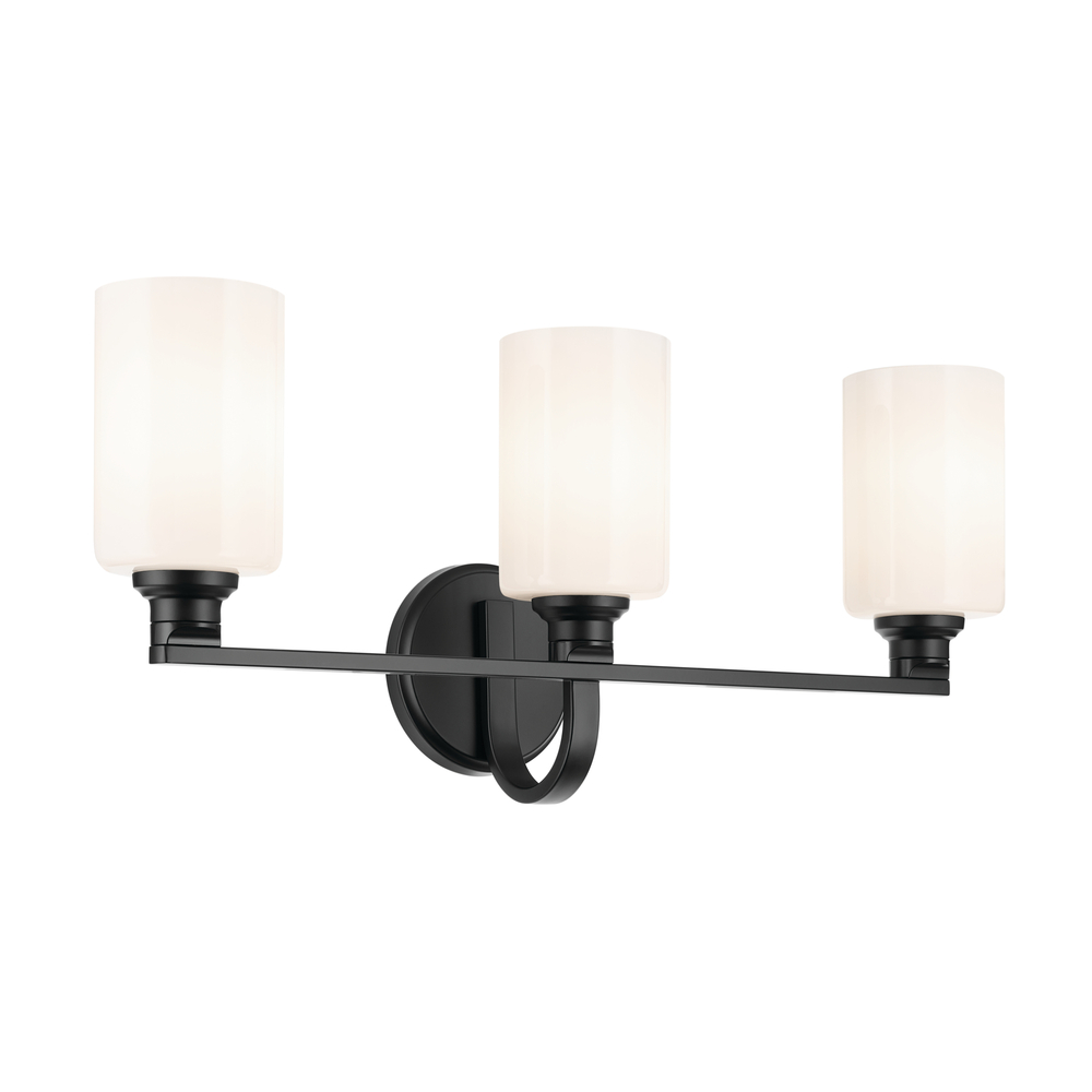 Gioe 24.25" 3-Light Vanity Light with Opal Glass in Black