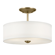 Kichler 43675NBR - Shailene 10" 3-Light Small Round Semi Flush with White Fabric Shade