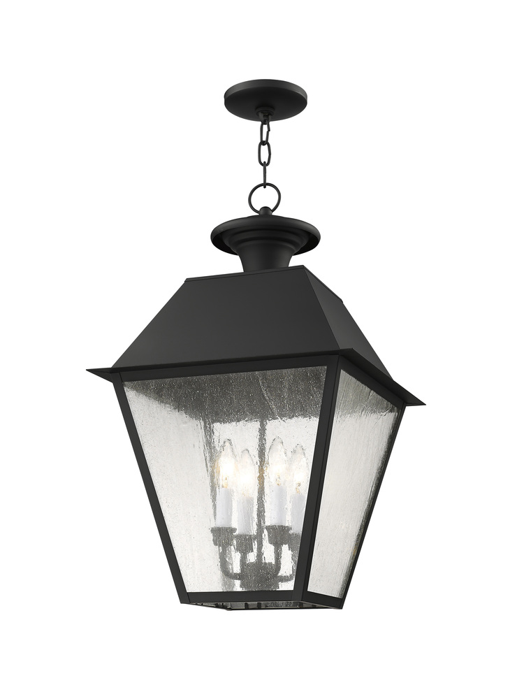 4 Light Black Outdoor Chain Lantern