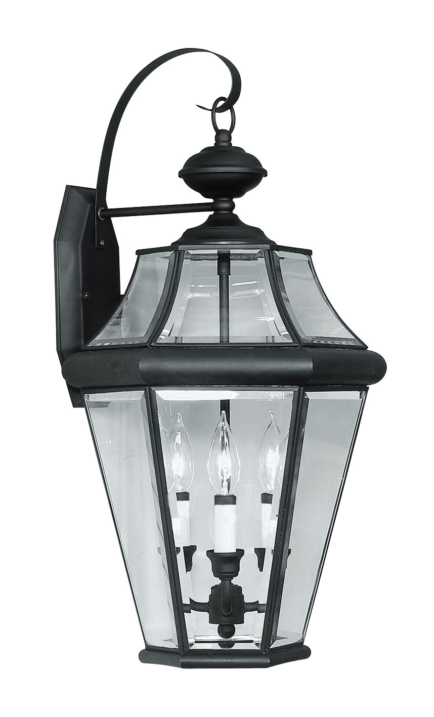 3 Light Black Outdoor Wall Lantern