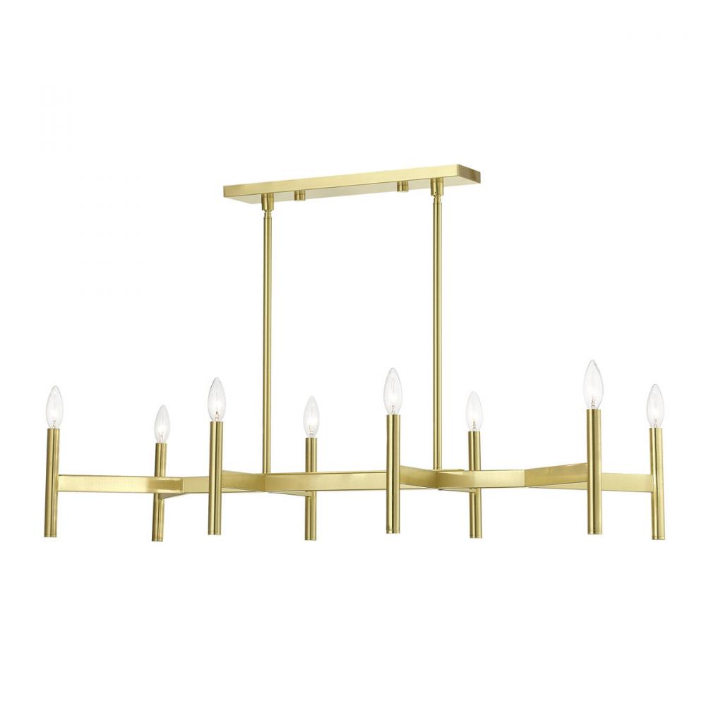 Satin Brass 8-Light Linear Chandelier