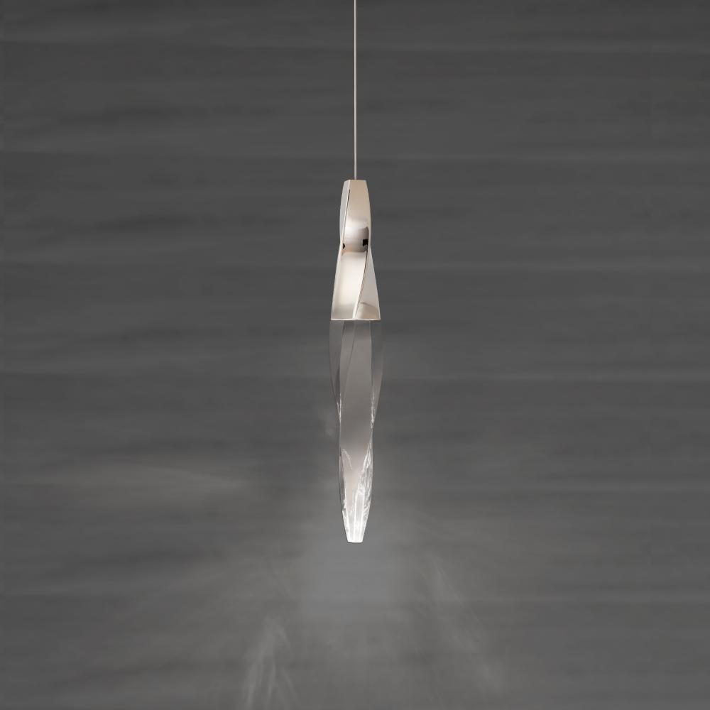 Kindjal 1 Light LED 3000K/3500K/4000K 120V-277V Mini Pendant in Aged Brass with Clear Optic Crysta