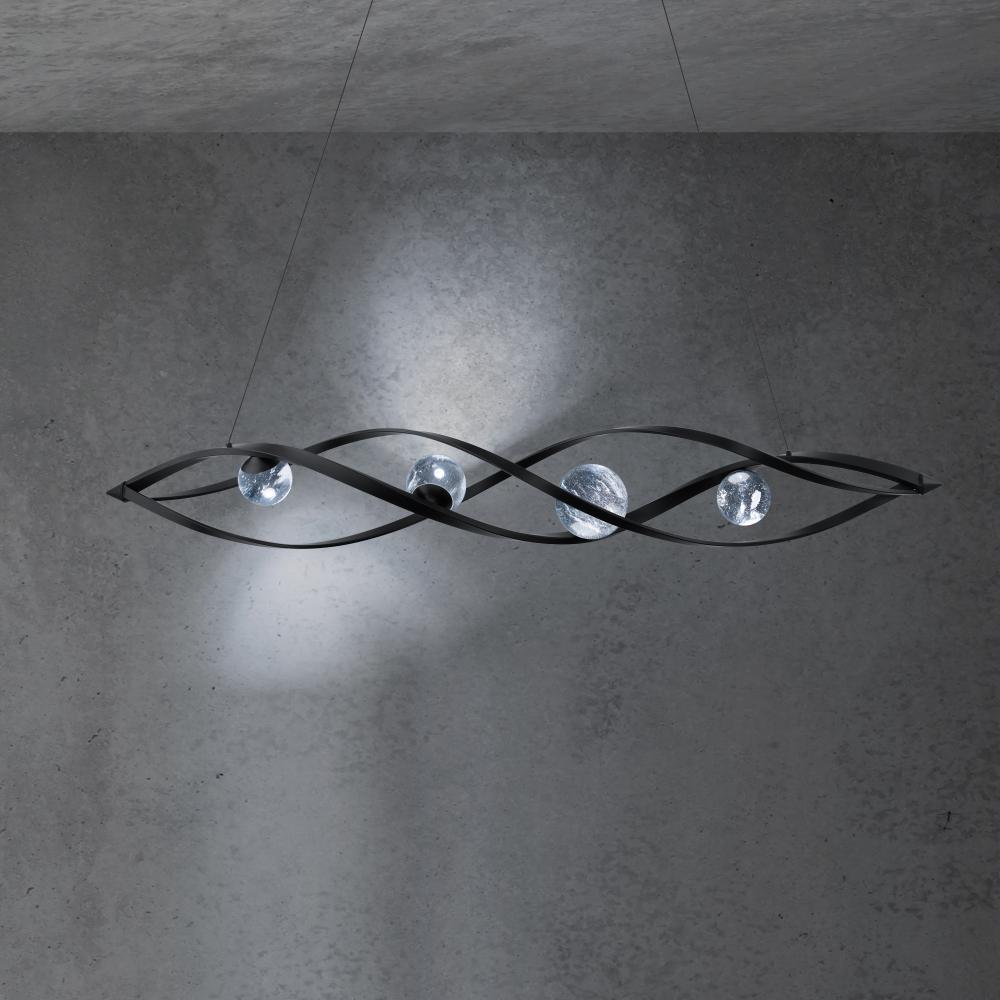 Slipstream 56in LED 3000K/3500K/4000K 120V-277V Pendant in Black with Optic Haze Quartz