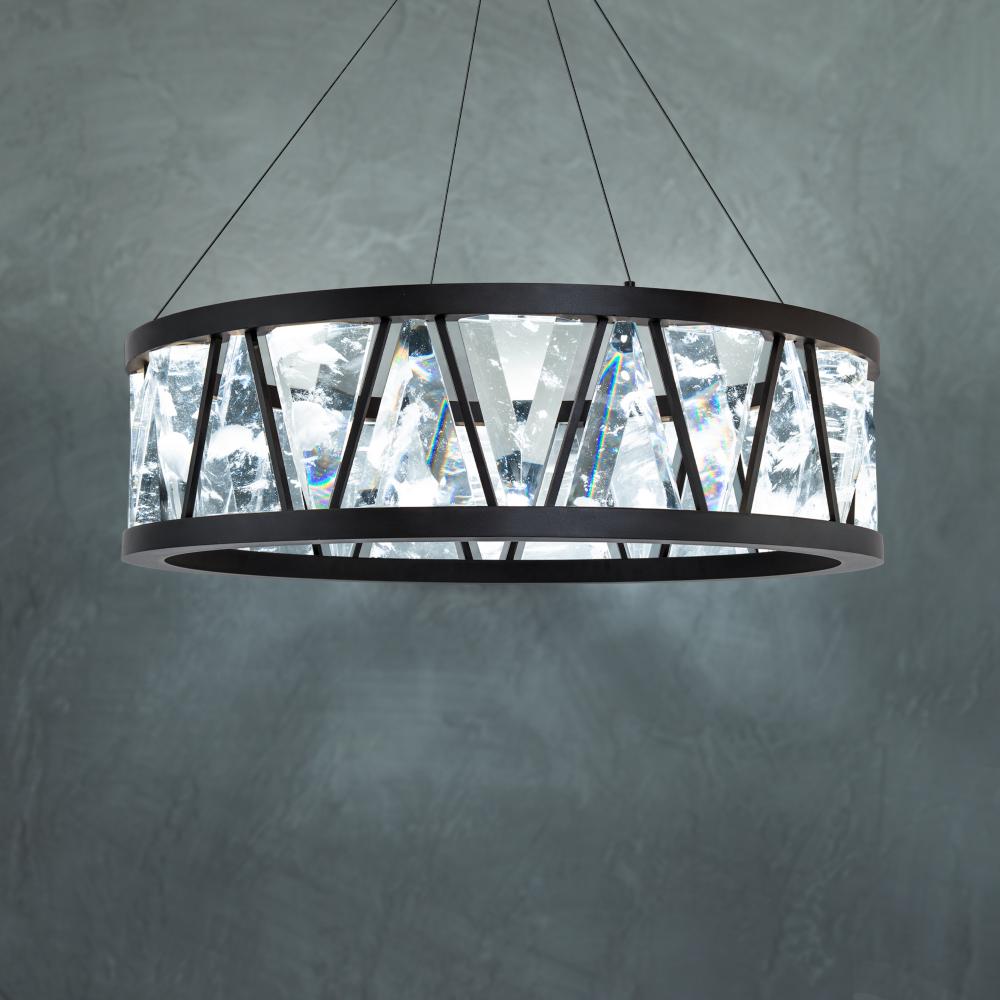 Corinth 32in LED 3000K/3500K/4000K 120V-277V Pendant in Black with Optic Haze Quartz