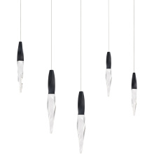 Schonbek Beyond BPD13205L-BK - Kindjal 5 Light 120-277V Multi-Light Pendant (Linear Canopy) in Black with Clear Optic Crystal