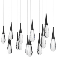 Schonbek Beyond BPD21214L-BK - Hibiscus 14 Light 120-277V Multi-Light Pendant (Linear Canopy) in Black with Clear Optic Crystal