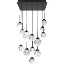 Schonbek Beyond BPD40213S-BK - Quest 13 Light 120-277V Multi-Light Pendant (Square Canopy) in Black with Optic Haze Quartz