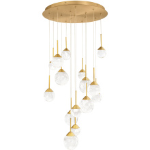 Schonbek Beyond BPD40215-AB - Quest 15 Light 120-277V Multi-Light Pendant (Round Canopy) in Aged Brass with Optic Haze Quartz