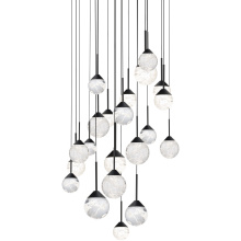 Schonbek Beyond BPD40221-BK - Quest 21 Light 120-277V Multi-Light Pendant (Round Canopy) in Black with Optic Haze Quartz