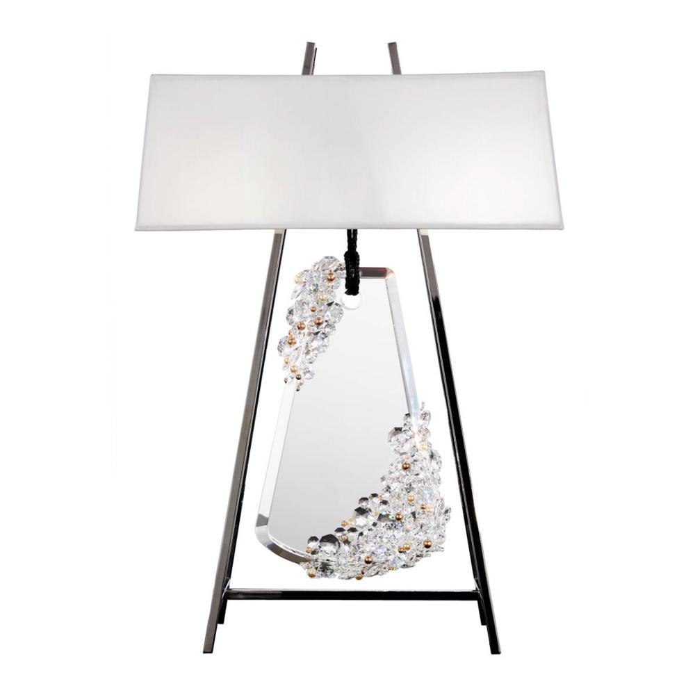 Flora 2 Light 120V Table Lamp in Polished Chrome with Clear Radiance Crystal and Gold Rope