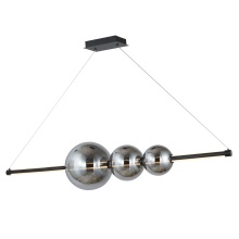 Abra Lighting 10026PN-MBSMK-ORB - Linear Bar Pendant with Up-Down Illumination and 3 Glass Orbs