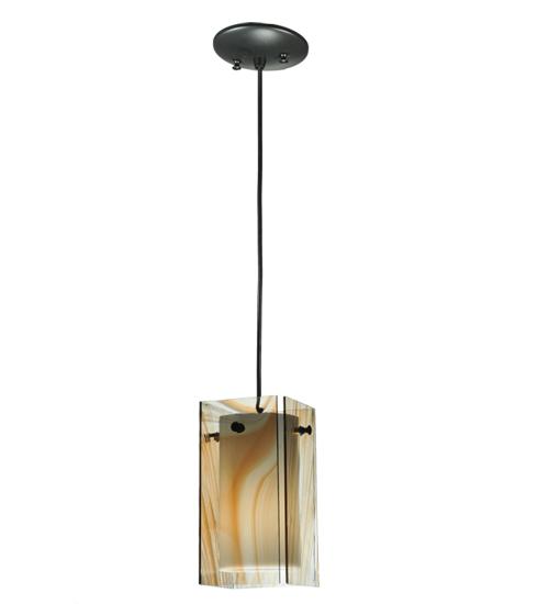 5"Sq Metro Cognac Swirl Quadrato Mini Pendant