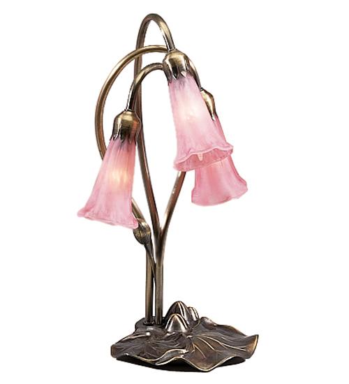 16" High Pink Tiffany Pond Lily 3 Light Accent Lamp