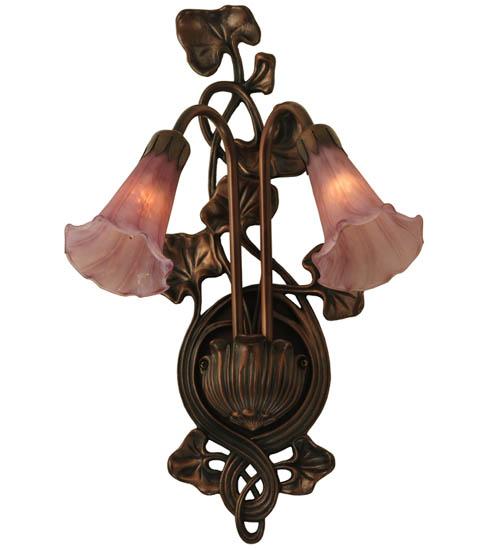 11"W Lavender Pond Lily 2 Lt Wall Sconce