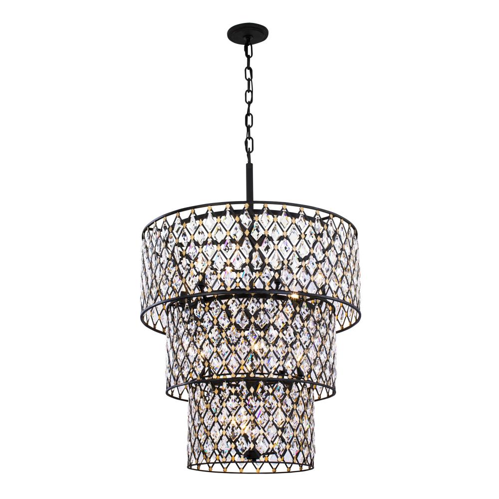 Windsor 13-Lt 3-Tier Crystal Chandelier - Carbon/Havana Gold