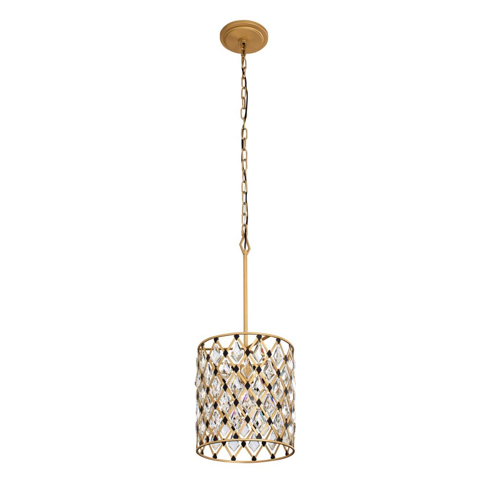 Windsor 1-Lt Crystal Pendant - French Gold/Matte Black