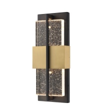 Arabela Lighting 65040 - 16" Technica Outdoor Aluminum Sconce in Charcoal Black Finish with Seeded Crystal Panel.