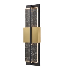 Arabela Lighting 65041 - 24" Technica Outdoor Aluminum Sconce in Charcoal Black Finish with Seeded Crystal Panel.