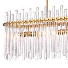 Arabela Lighting 85099-6 - 45" Icicles Linear Chandelier in Brass with Handmade Textured Glass Rods