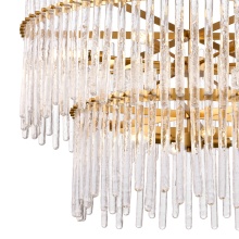 Arabela Lighting 85100-12 - 36" Icicles Pendant in Brass with Handmade Textured Glass Rods
