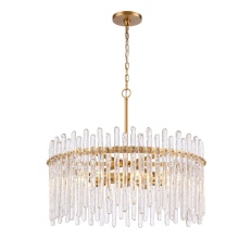 Arabela Lighting 85101-8 - 30" Icicles Pendant in Brass with Handmade Textured Glass Rods
