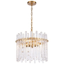 Arabela Lighting 85103-4 - 18" Icicles Pendant in Brass with Handmade Textured Glass Rods