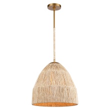 Arabela Lighting 85113-1 - 16" Manila Pendant in Brass with Natural Corn Leaf