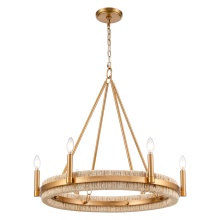Arabela Lighting 85115-6 - 29" Manila Chandelier in Brass with Natural Corn Leaf