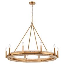 Arabela Lighting 85116-10 - 41" Manila Chandelier in Brass with Natural Corn Leaf
