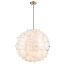 Arabela Lighting 85121-24 - 38" Tallulah Pendant in Lacquered Gold with White Swirl Glass with clear edging