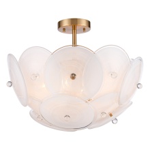 Arabela Lighting 85123-6 - 24" Tallulah Pendant in Lacquered Gold with White Swirl Glass with clear edging