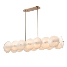 Arabela Lighting 85124-8 - 53.5" Tallulah Linear Chandelier in Lacquered Gold with White Swirl Glass and Clear Edging