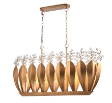 Arabela Lighting 85130-7 - 47.5" Callista Linear Chandelier in Antique Gold Leaf with Clear Crytals