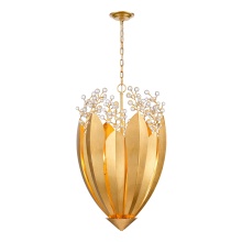 Arabela Lighting 85131-6 - 32" Callista Chandelier in Antique Gold Leaf with Clear Crytal