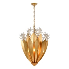 Arabela Lighting 85132-9 - 36" Callista Chandelier in Antique Gold Leaf with Clear Crytal