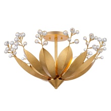 Arabela Lighting 85134-5 - 13" Callista Semi Flushmount in Antique Gold Leaf with Clear Crytal