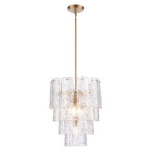 Arabela Lighting 85161-5 - 21" Fire and Ice Chandelier in Lacquered Gold with textured Clear Glass