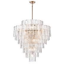 Arabela Lighting 85163-21 - 37" Fire and Ice Chandelier in Lacquered Gold with textured Clear Glass