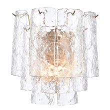 Arabela Lighting 85164-2 - 13" Fire and Ice Wall Sconce in Lacquered Gold with textured Clear Glass