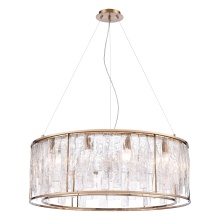 Arabela Lighting 85171-12 - 32" Boundaries Pendant in Lacquered Gold with Clear Textured Glass Strips