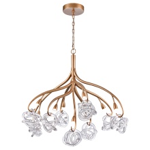 Arabela Lighting 85182-9 - 37" Freeform Chandelier in Antique Gold with Clear Art glass spheres