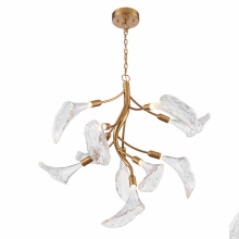 Arabela Lighting 85190-10 - 32" Calla Chandelier in Natural Brass with Clear Hand-formed Glass Flowers