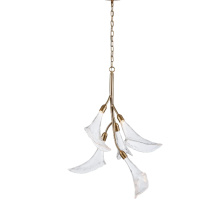 Arabela Lighting 85193-5 - 33" Calla Chandelier in Natural Brass with Clear Hand-formed glass flowers