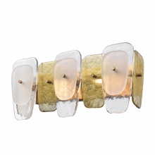 Arabela Lighting 85205-2 - 20.75" Strata Vanity in Lacquered Gold with Layers of Clear, Frosted, and Gold-Leafed Glass