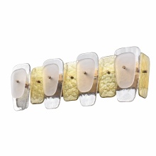 Arabela Lighting 85206-4 - 29" Strata Vanity in Lacquered Gold with Layers of Clear, Frosted, and Gold-Leafed Glass
