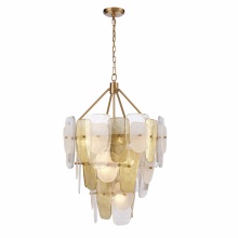 Arabela Lighting 85207-9 - 36" Strata Chandelier in Lacquered Gold with Layers of Clear, Frosted, and Gold-Leafed Glass