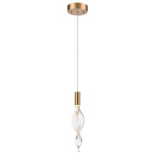 Arabela Lighting 85211-1 - 14" Aurora Pendant in Natural Brass with Clear hand-formed corkscrew glass