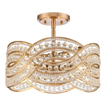 Arabela Lighting 85235-4 - 12" Anatasia Semi Flush in Lacquered Gold with Clear crystal filigree