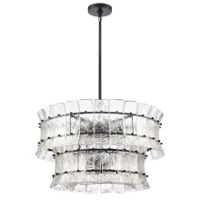 Arabela Lighting 85251-9 - 28" Sophie Pendant in Matte Black with Textured Rectangular Glass Panels